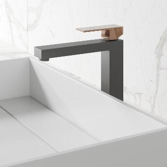 Стильный смеситель NT Bagno серый матовый/розовое золото Стильный смеситель NT Bagno серый матовый/розовое золото