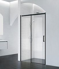 Душевая дверь в нишу BelBagno ACQUA-BF-1-140-C-NERO 140*195 L/R профиль черный без поддона