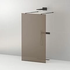 Душевая перегородка Cezares LIBERTA-L-2-100-BR-NERO Walk-in 100*195 L/R с возможностью двустороннего входа, стекло бронза, профиль черный без поддона