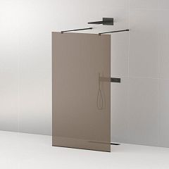 Душевая перегородка Cezares LIBERTA-L-2-110-BR-NERO Walk-in 110*195 L/R с возможностью двустороннего входа, стекло бронза, профиль черный без поддона