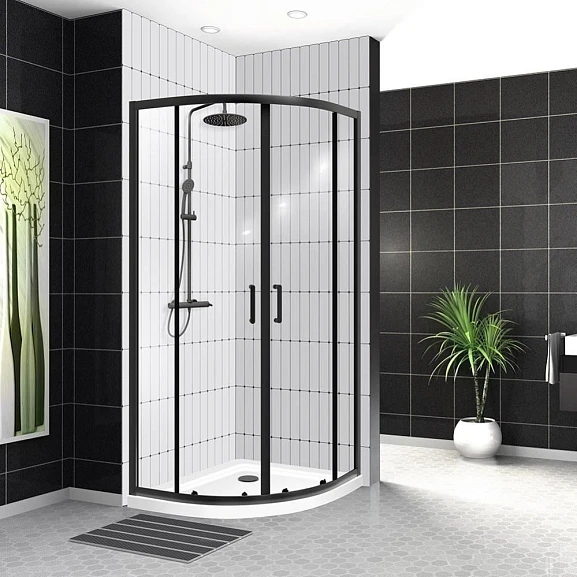 Душевой уголок BelBagno UNO-195-R-2-100-C-NERO 100*100*195 без поддона