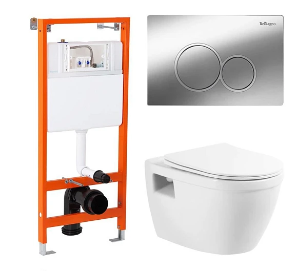 Комплект инсталляции BelBagno Loto BB070CHR/SC/SET.R.CR клавиша смыва глянцевый хром (Витринный обраец)