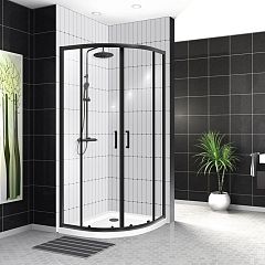 Душевой уголок BelBagno UNO-195-R-2-90-C-NERO 90*90*210 с поддоном TRAY-A-R-90-550-15-W-W0