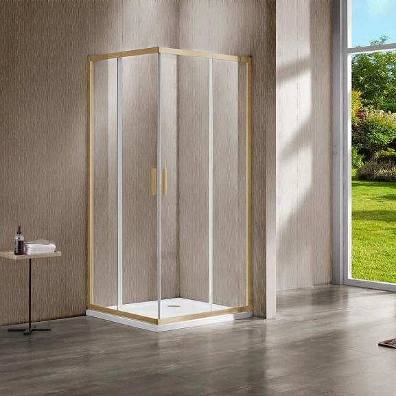 Душевой уголок Vincea Garda VSS 110*100*190 профиль брашированное золото без поддона