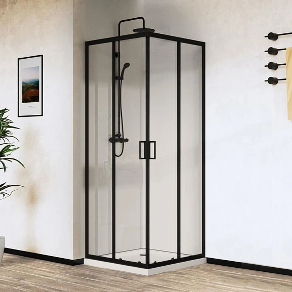 Душевой уголок Vincea City 100*80*195 профиль черный матовый без поддона