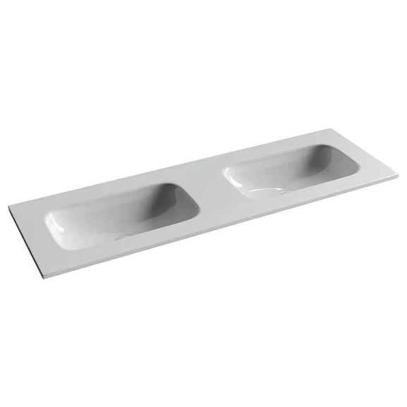 Встраиваемая раковина Ceramicanova Grace 141*45,7 с двумя чашами без отверстий под смеситель белый глянец