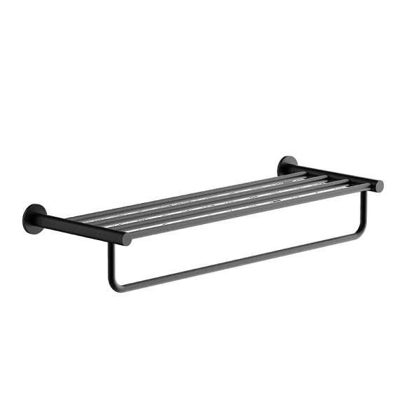 Полка для полотенец Sancos Base SC9028MB с держателем черная матовая
