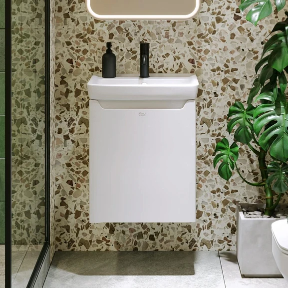 Тумба с раковиной Alavann Lana 50 белый глянец