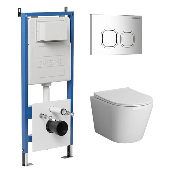 Комплект инсталляции Grossman с унитазом Tornado GR-4478SQ 900.K31.01.000 клавиша хром 700.K31.02.100.100