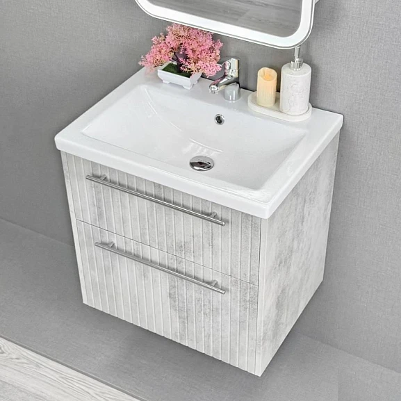 Тумба с раковиной Alavann Emma 60 серый бетон (раковина Como 60)