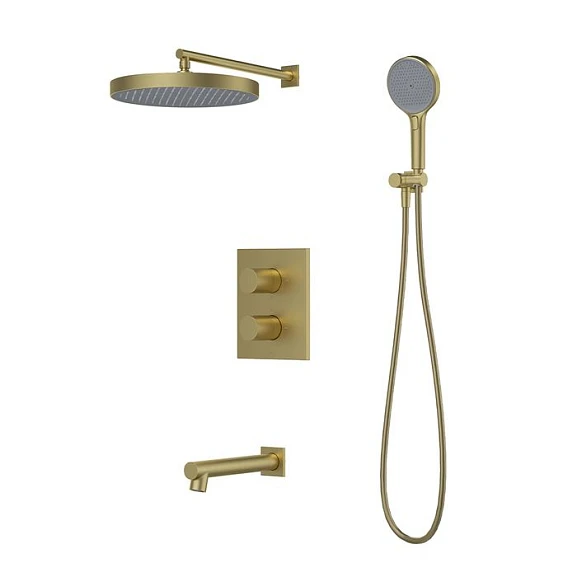 Душевой комплект Iddis Duna DUNMGSTi68 с термостатом и изливом скрытый монтаж золото матовое