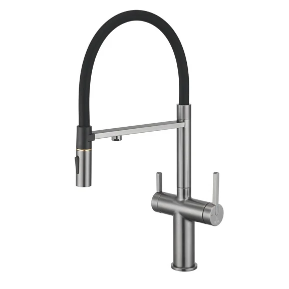 Смеситель для кухни Rose с подключением фильтра для воды R458T, оружейная сталь