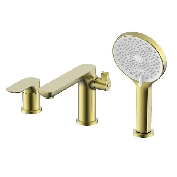 Смеситель на борт ванны Raglo R03.31.03 на 3 отверстия золотой сатин