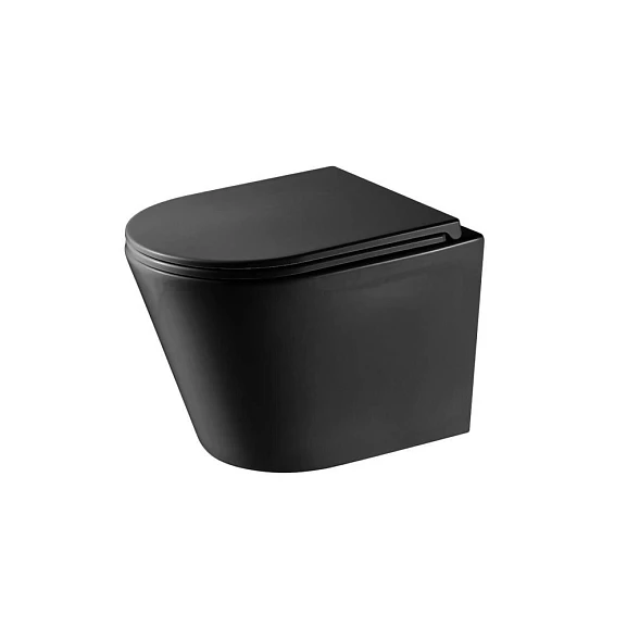 Подвесной унитаз Grossman Tornado GR-4478BMSQ 36*52 черный матовый безободковый смыв с крышкой-сиденьем микролифт 