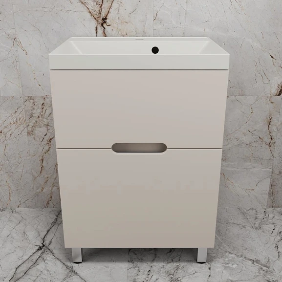 Тумба с раковиной Style Line Матис 60 напольная крем (раковина Asti 60*45 жасмин)