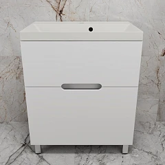 Тумба с раковиной Style Line Матис 70 напольная белая матовая (раковина Asti 70*45 жасмин)