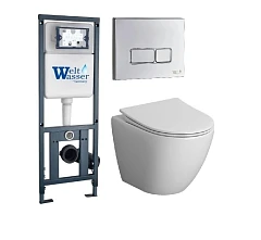 Комплект инсталляции WeltWasser с унитазом Marberg 410 Vista NG-9301 клавиша белая