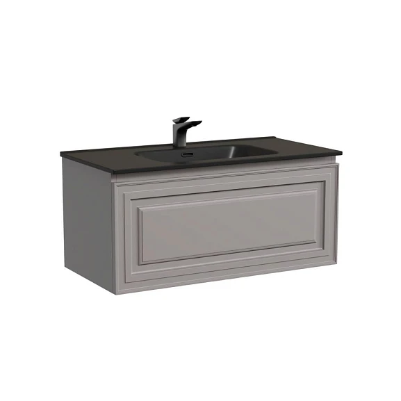 Тумба с раковиной Sancos Very 90 Doha Soft (раковина Element CN7002MB черная матовая)