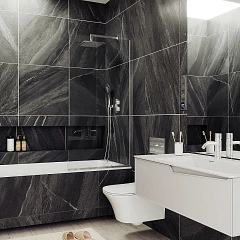 Душевая шторка на ванну MaybahGlass MGV-61-5у 50*140 профиль матовый хром стекло прозрачное