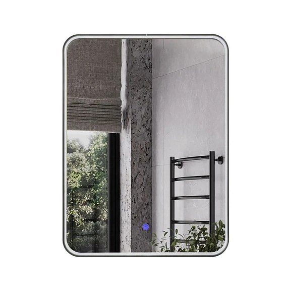 Зеркало Comforty Сириус 60 LED-подсветка, в черной алюминиевой раме, холодный свет, сенсор