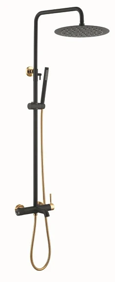 Душевая стойка Boheme Uno 468-BG с изливом черная матовая/золото