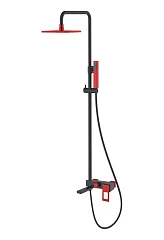 Душевая стойка Boheme Q 148-BR с изливом черная матовая/красный