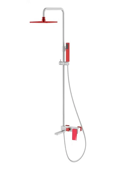 Душевая стойка Boheme Q 148-WR.2 с изливом белая матовая/красный