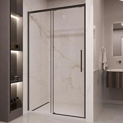 Душевая дверь в нишу Vincea Stella 160*200 стекло прозрачное профиль черный матовый без поддона