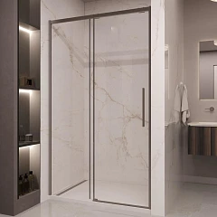 Душевая дверь в нишу Vincea Stella 160*200 стекло прозрачное профиль вороненая сталь без поддона