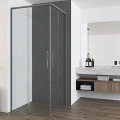 Душевой уголок Vincea Ultima VSS 80*80*200 профиль вороненая сталь без поддона