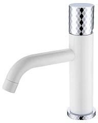 Смеситель Boheme Stick 121-WCR для раковины белый матовый/хром ручка Diamond