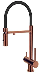 Смеситель DQ DA1462502Rose для кухни с гибким изливом и функцией подключения фильтра розовое золото