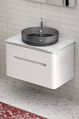 Тумба с раковиной Jorno Bosko 75 белый глянец с черной раковиной