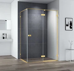 Душевой уголок Cezares Bellagio 120*80*197 профиль брашированное золото без поддона