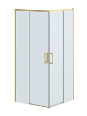 Душевой уголок Cezares Plane 100*100*195 квадратный, профиль брашированное золото без поддона