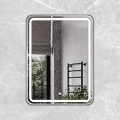 Зеркало Comforty Ситара-60 в алюм. раме, LED-подсветка, бесконт. сенсор, серебряный матовый