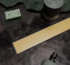 Душевой лоток Veconi VS700G 70 см Stesso золото, бок. слив, D 40