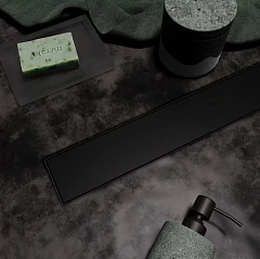 Душевой лоток Veconi Stesso VS800B боковой выпуск черный матовый