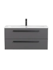 Тумба с раковиной Cezares Эко-Кер-Н/Eco-Cer-N 100 темно-серая матовая (раковина CZR-8073-100, ручки черные)