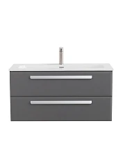 Тумба с раковиной Cezares Эко-Кер-Н/Eco-Cer-N 100 темно-серая матовая (раковина CZR-8073-100, ручки сатин)