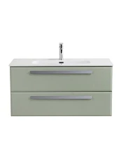 Тумба с раковиной Cezares Эко-Кер-Н/Eco-Cer-N 100 светло-зеленая матовая (раковина CZR-8095-100, ручки серые)