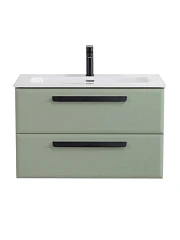 Тумба с раковиной Cezares Эко-Кер-Н/Eco-Cer-N 80 светло-зеленая матовая (раковина CZR-8073-80, ручки черные)