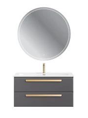 Комплект мебели Cezares Эко-Кер-Н/Eco-Cer-N 100 темно-серый матовый (раковина CZR-8073-100, ручки сатиновое золото)