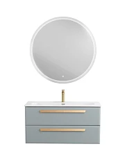 Комплект мебели Cezares Эко-Кер-Н/Eco-Cer-N 100 серо-голубой матовый (раковина CZR-8073-100, ручки сатиновое золото)