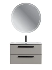 Комплект мебели Cezares Эко-Кер-Н/Eco-Cer-N 80 серо-бежевый матовый (раковина CZR-8073-80, ручки черные)