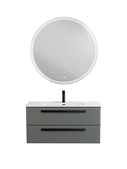 Комплект мебели Cezares Эко-Кер-Н/Eco-Cer-N 100 серо-зеленый матовый (раковина CZR-8095-100, ручки черные)