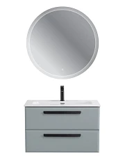 Комплект мебели Cezares Эко-Кер-Н/Eco-Cer-N 80 серо-голубой матовый (раковина CZR-8073-80, ручки черные)