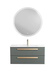 Комплект мебели Cezares Эко-Кер-Н/Eco-Cer-N 100 серо-зеленый матовый (раковина CZR-8095-100, ручки сатиновое золото)