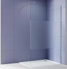 Душевая перегородка Aquatek Walk-in AQ.WI.120.3CH 120*200 с держателем L/R профиль хром, стекло прозрачное с матовой полосой без поддона