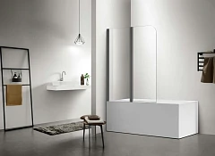 Душевая шторка на ванну Aquatek Дельта 100*150 L/R профиль оружейная сталь